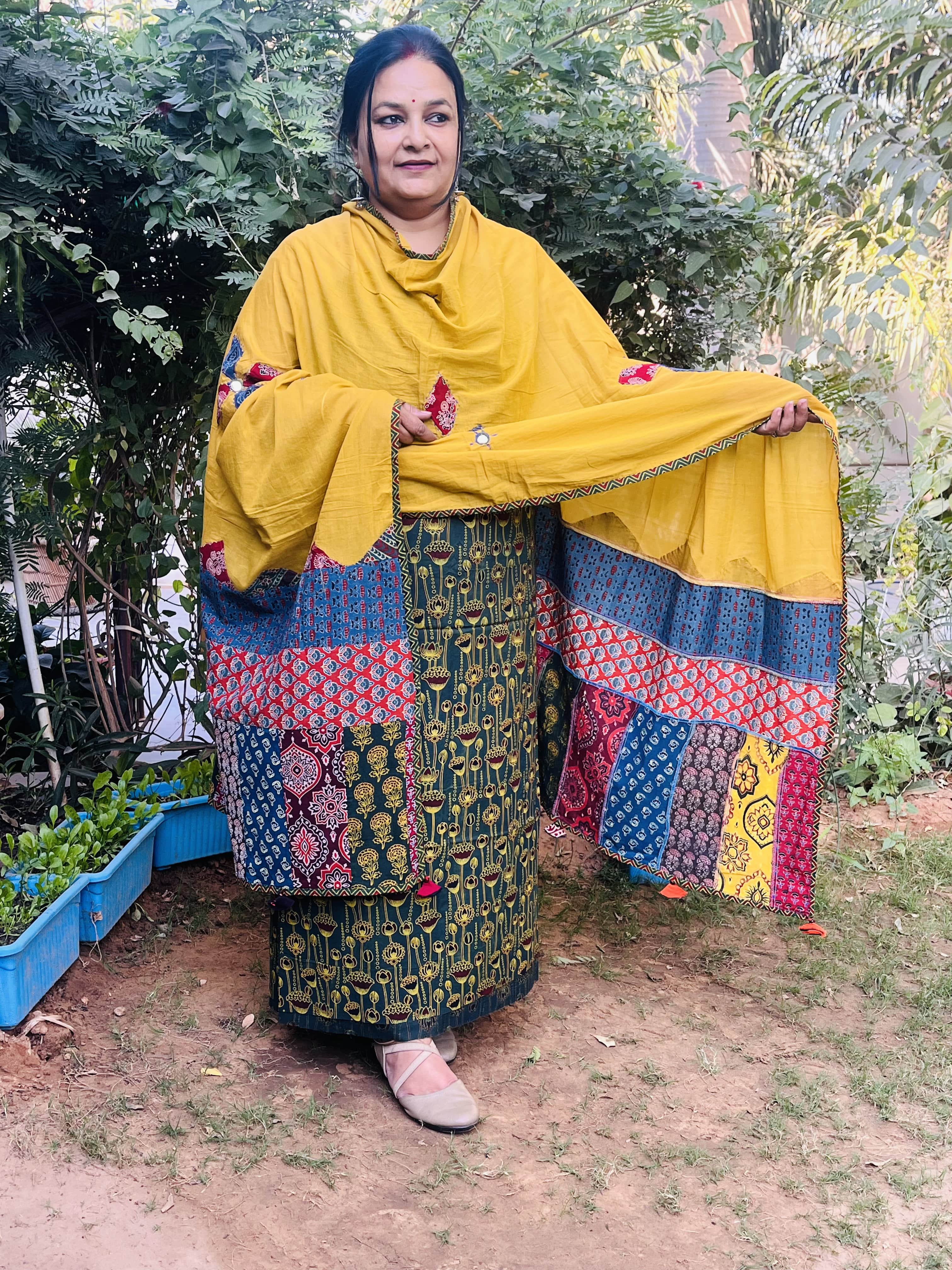 Ajarakh Patch Dupatta Suits