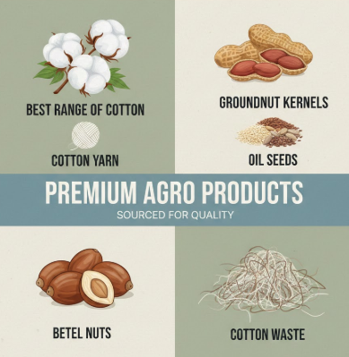  the best range of cotton, cotton yarn, groundnut kernels, oil seeds, betel nuts & cotton waste