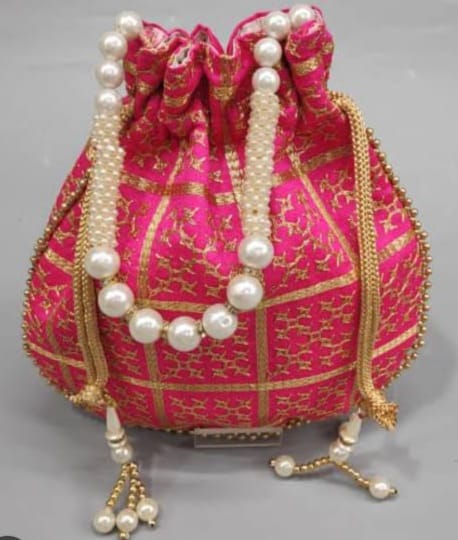 Handmade items like bags, potli, cushion covers,