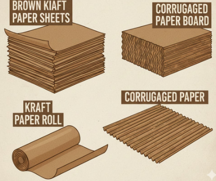 brown kraft paper, corrugated paper, corrugated paper board, kraft paper roll, kraft paperboard & crepe papers 