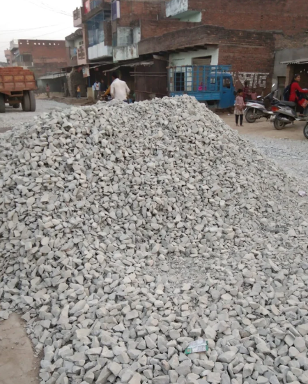  crushed stone, tmt bars & safety mask 