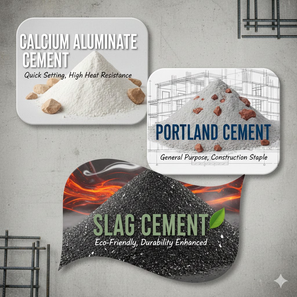 calcium aluminate cement, portland cement & slag cement