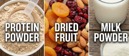 protein powder, dried fruit & milk powder 