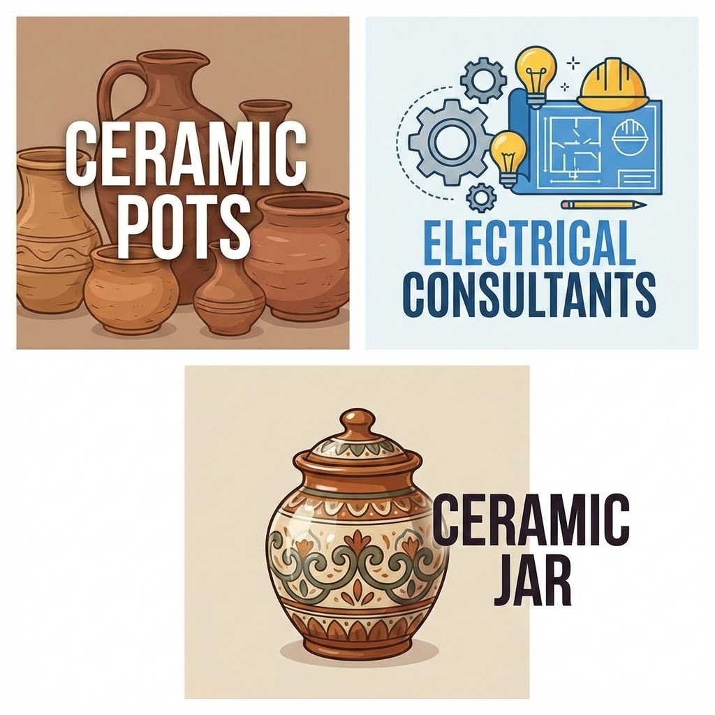  ceramic pots, electrical consultants & ceramic jar