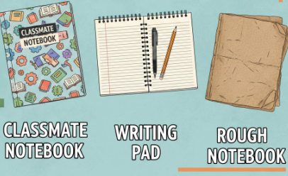 classmate notebook, writing pad & rough notebook