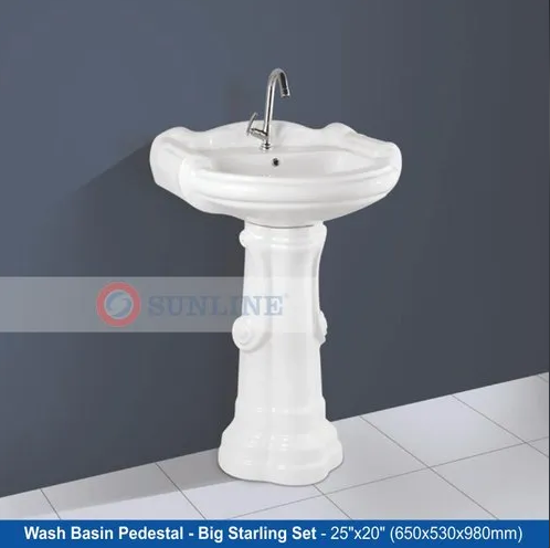 Big Sterling Set Pedestal Wash Basin