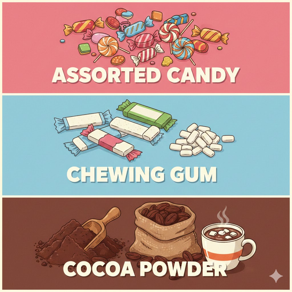  candy, chewing gum