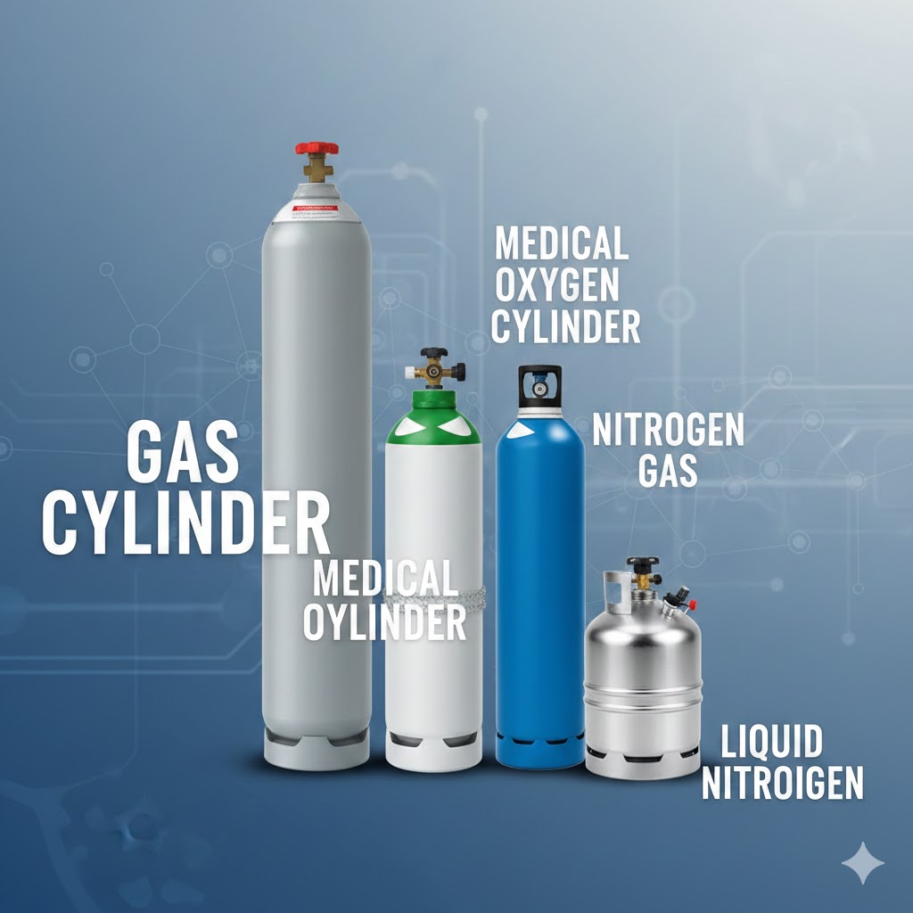 gas cylinder, medical oxygen cylinder, nitrogen gas & liquid nitrogen