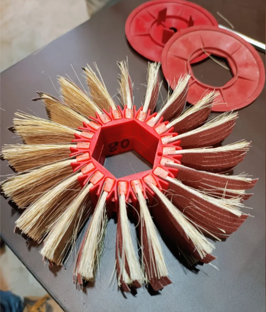 Abrasive flap wheels and rustic sanding brush