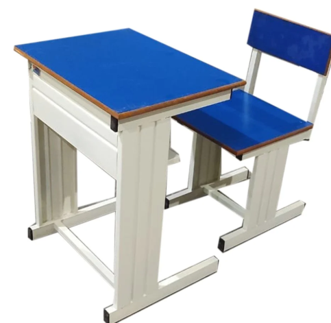 1Seater Wooden Desk Bench, 2 Seater Dual Desk Bench, 2 Seater MS Dual Desk Bench and 2 Seater MS Blue Dual Desk Bench.