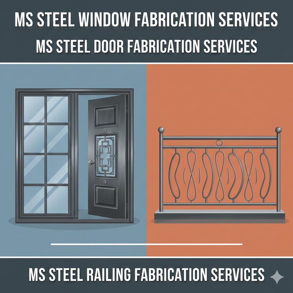  Fabricators of ms steel window fabrication services, ms steel door fabrication services & ms steel railing fabrication services