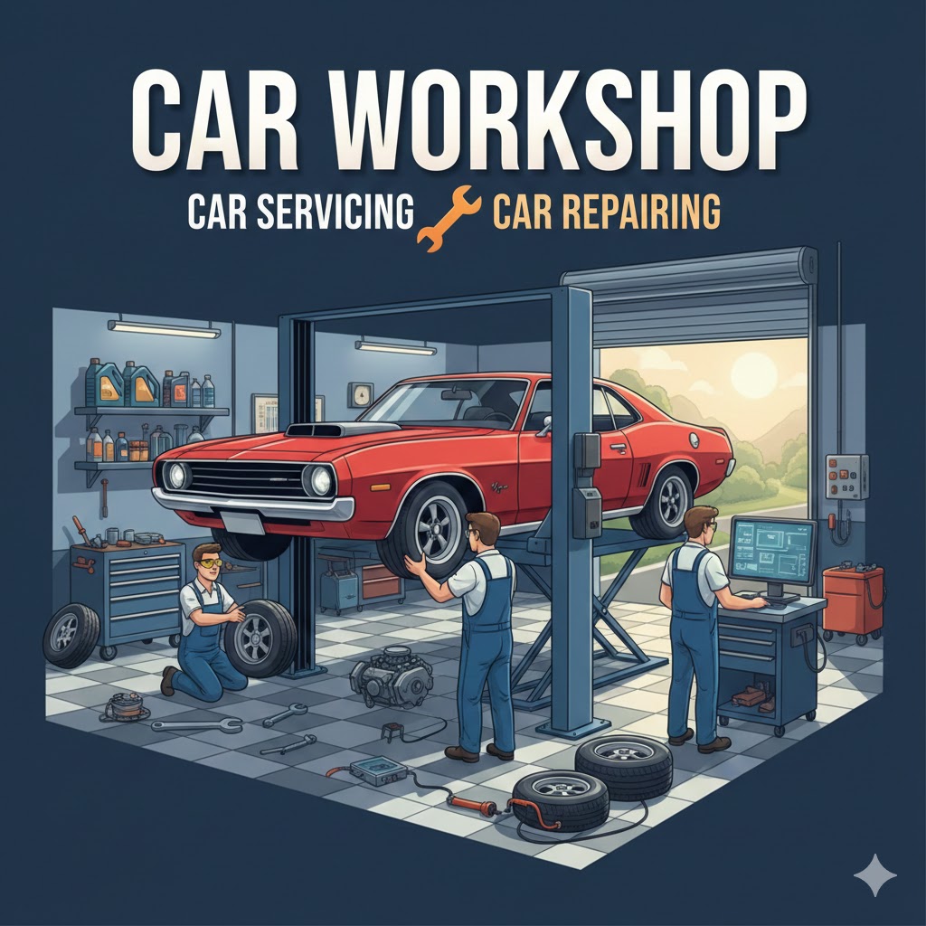car workshop, car servicing & car repairing 