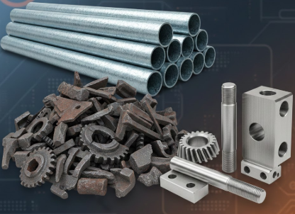 cast iron scrap, galvanized iron pipe, machined components, ball bearing, ferrous scrap & steel tubes 