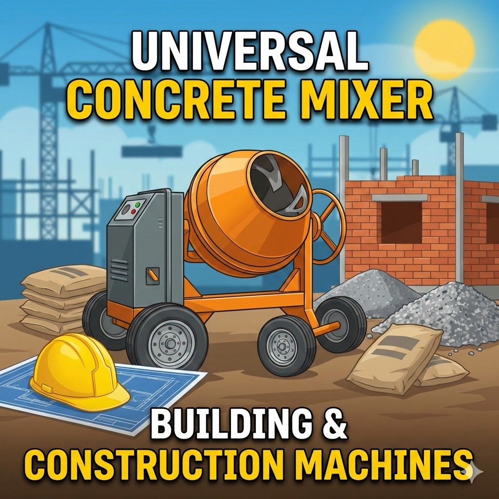 building & construction machines, universal concrete mixer & building construction 