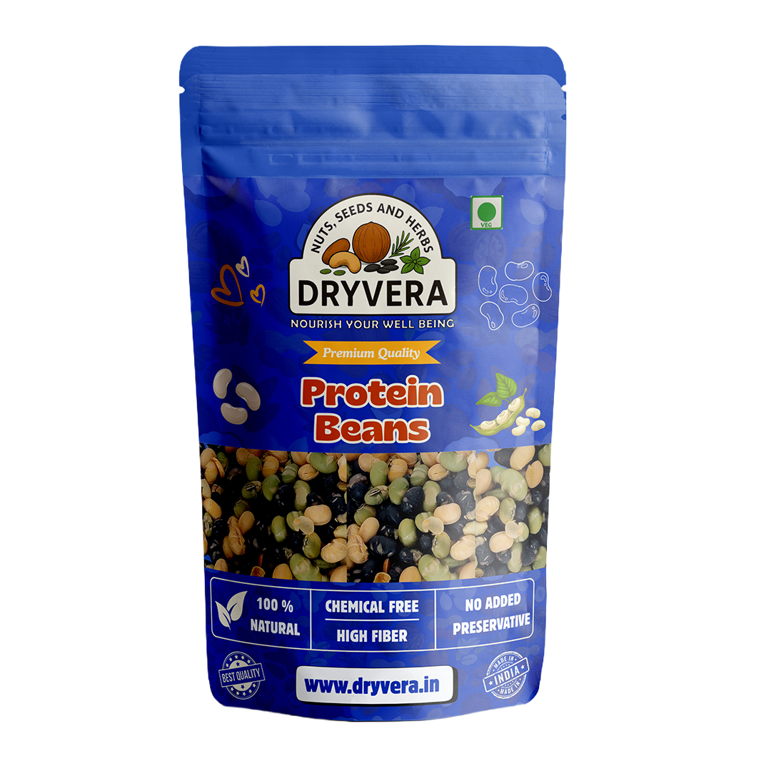 DRYVERA Protein Beans, Healthy Roasted Snack | Soyabean-Edamame Beans-Black Beans | Gluten-Free | No Added Preservatives | Superfood Vegetarian, High Protein, Natural, Fiber-Rich, 250g
