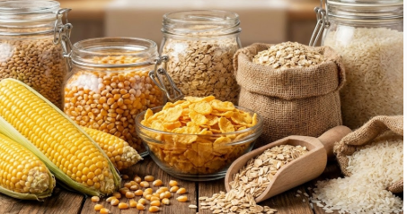 range of maize, organic corn, yellow corn, corn flakes, oats & rice 
