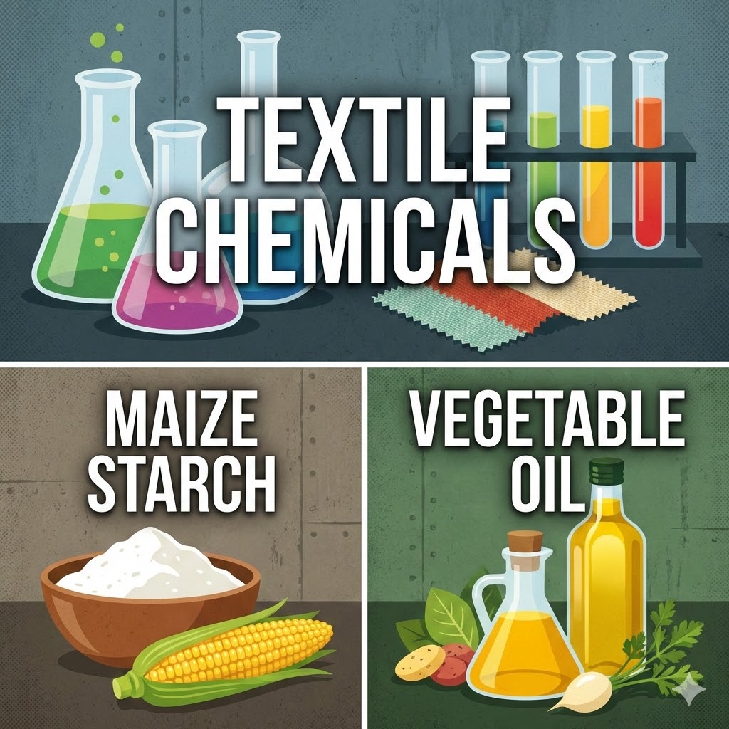  textile chemicals, maize starch & vegetable oil