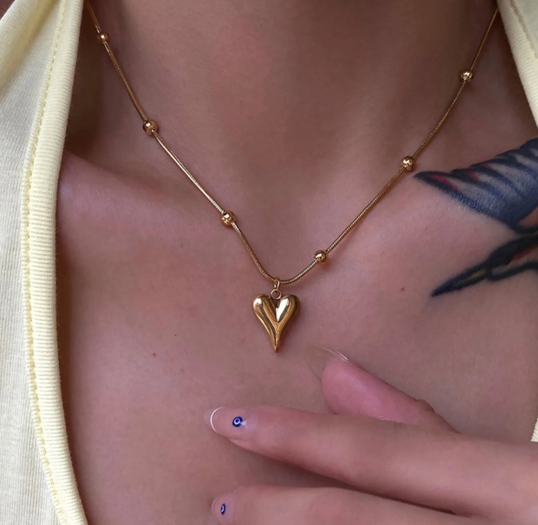 Golden Heart Pendant Necklace