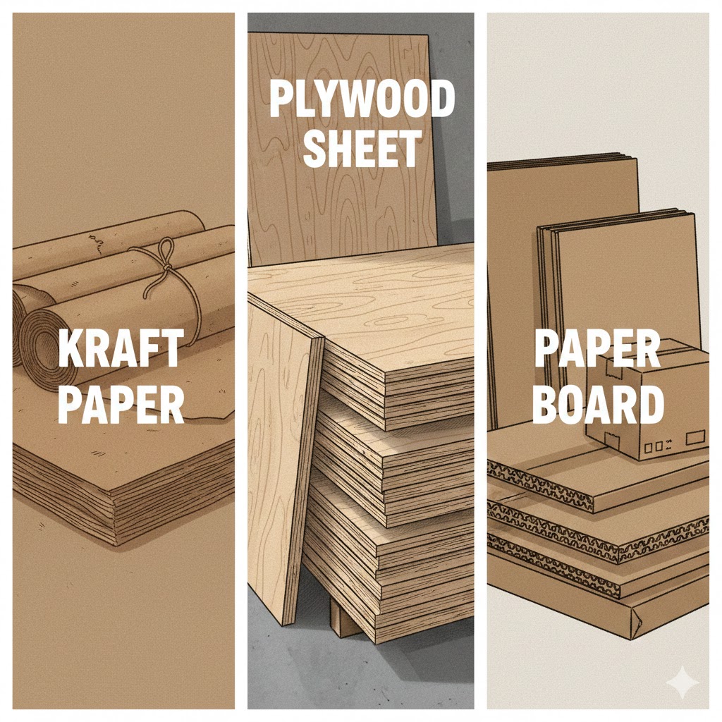kraft paper, plywood sheet & paper board 