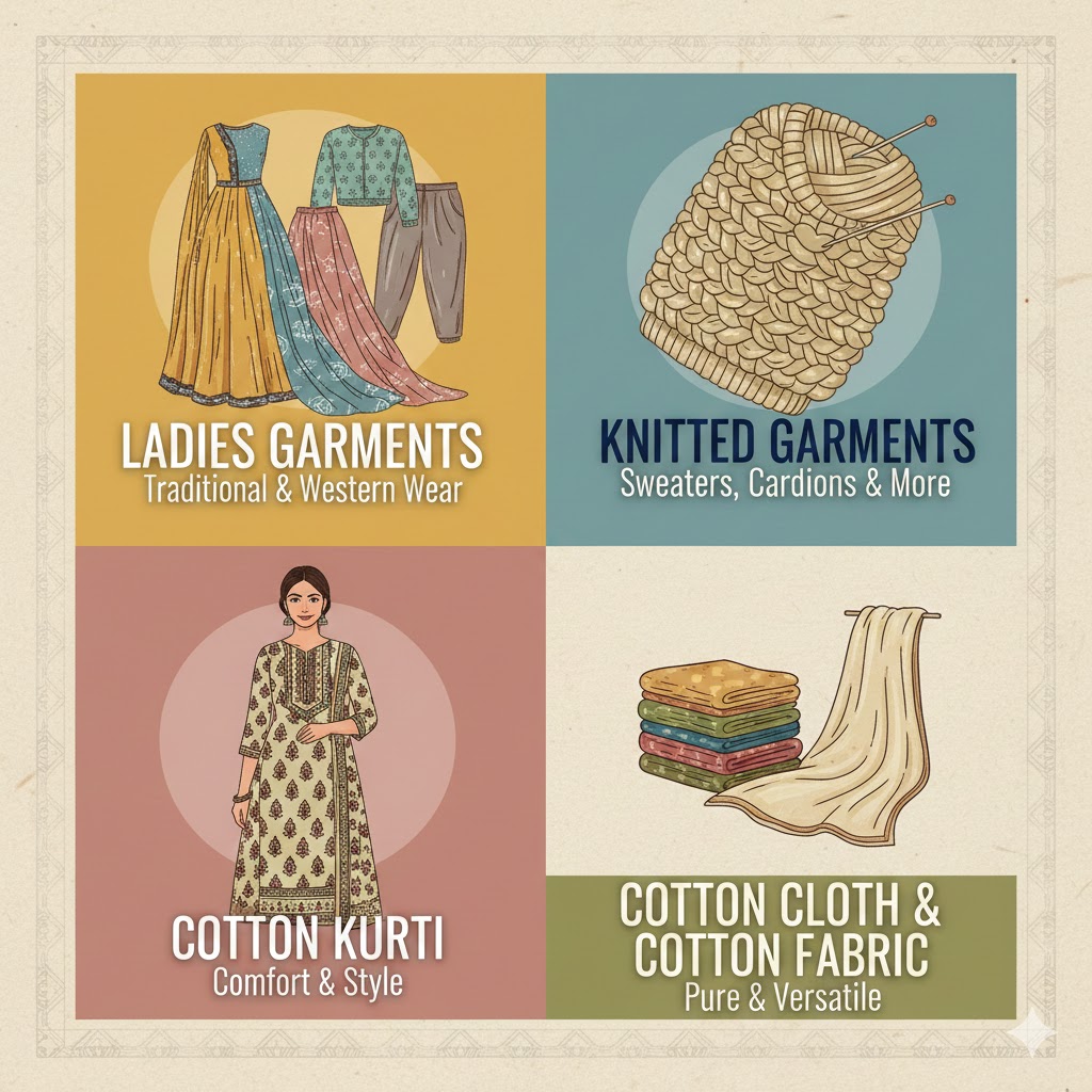 ladies garments, knitted garments, cotton kurti, cotton cloth & cotton fabric