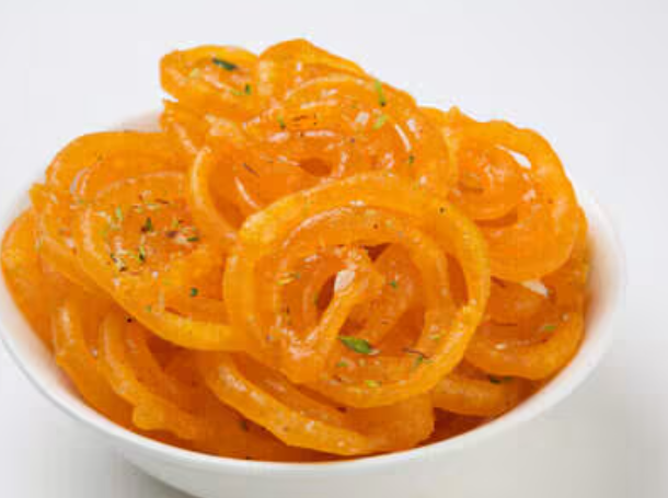 traditional Indian sweets and snacks, with jalebi 