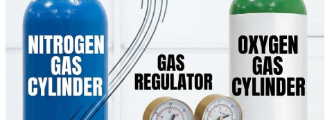 nitrogen gas, oxygen gas & gas regulator 
