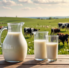 buffalo milk, dairy cream, fresh cow milk & low fat milk 