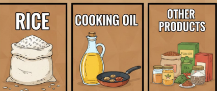 rice, cooking oil & other products