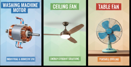 washing machine motor, ceiling fan & table fan
