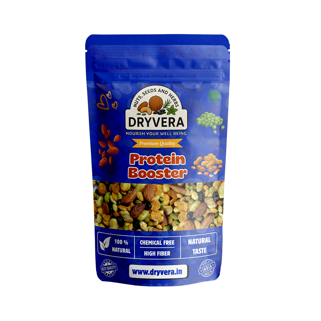 DRYVERA Protein Booster Namkeen, High Protein Snack Mix ,roasted soybeans, green peas, black gram, peanuts, crunchy almonds and more 250g