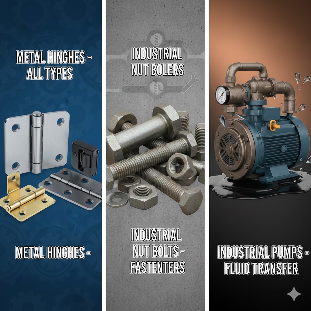  Hinges, Industrial Nut Bolts, Industrial Pump