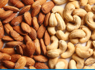 cashew nuts, almond nuts & water chestnuts