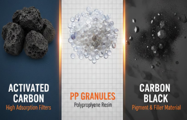 activated carbon, pp granules & carbon black 