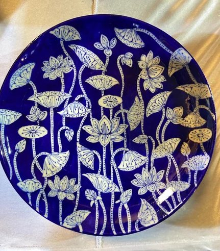 Hand Painted Blue Pottery Plate