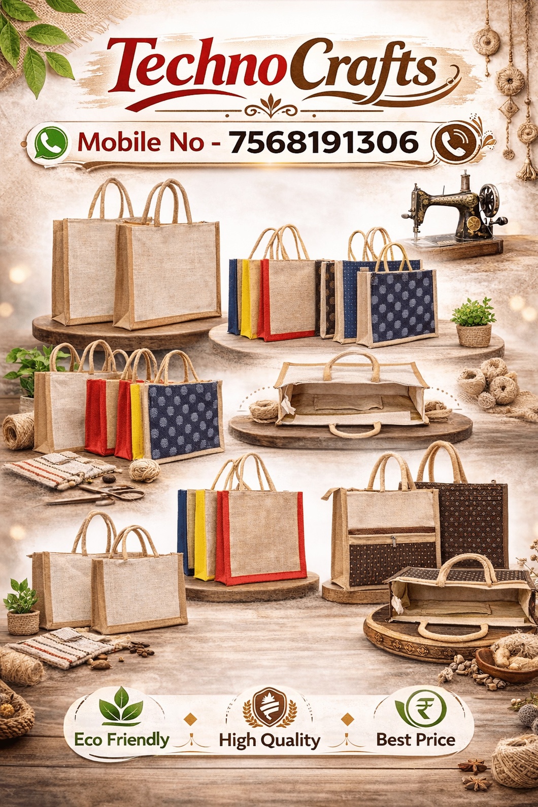 packaging with Technocrafts Eco-Friendly Jute Bags