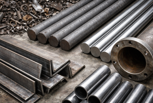  metal scrap, cast iron rod, stainless steel bar, cast iron pipe, mild steel angle & metal tube 