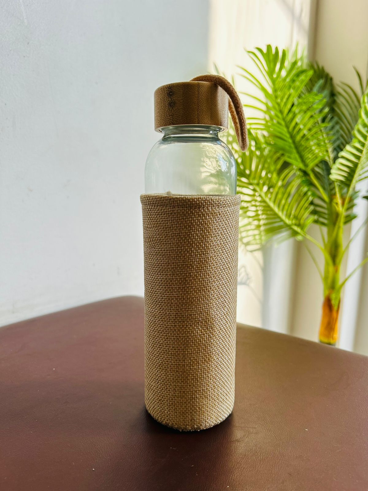 550 ML Glass Bottle Bamboo Lid & Jute cover