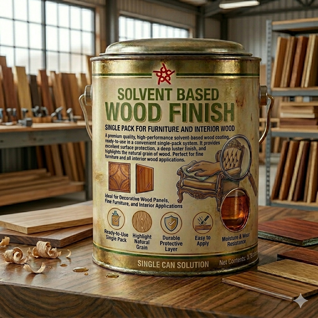 Solvent Based Wood Finish Single Pack for Furniture and Interior Wood