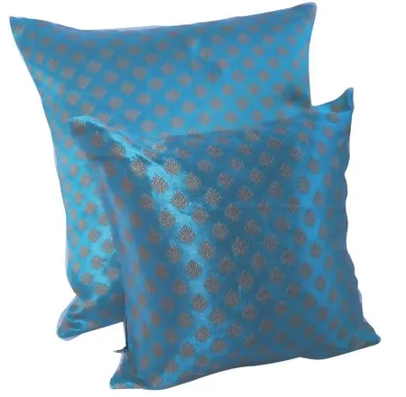 Poly Cotton Blue Cushion Cover