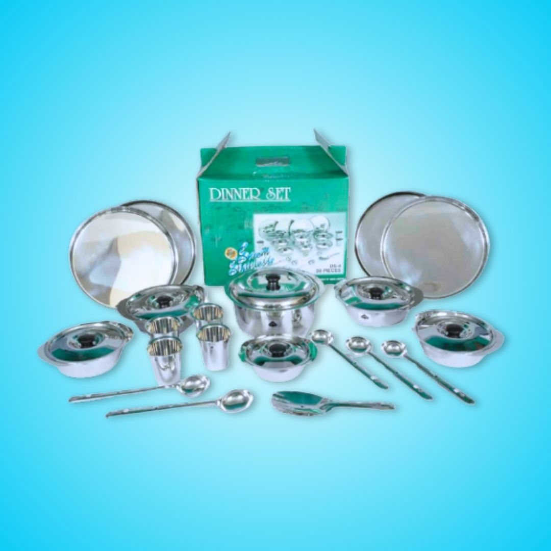 Dinner Set-20 Pc Salad Model, Sail Salem, Salem Steel, Stainless Steel Dinner Set, Steel Authority of India Ltd., SAIL, Ideal Gift, Dishwasher Safe, Sturdy, No Rust, No Crack
