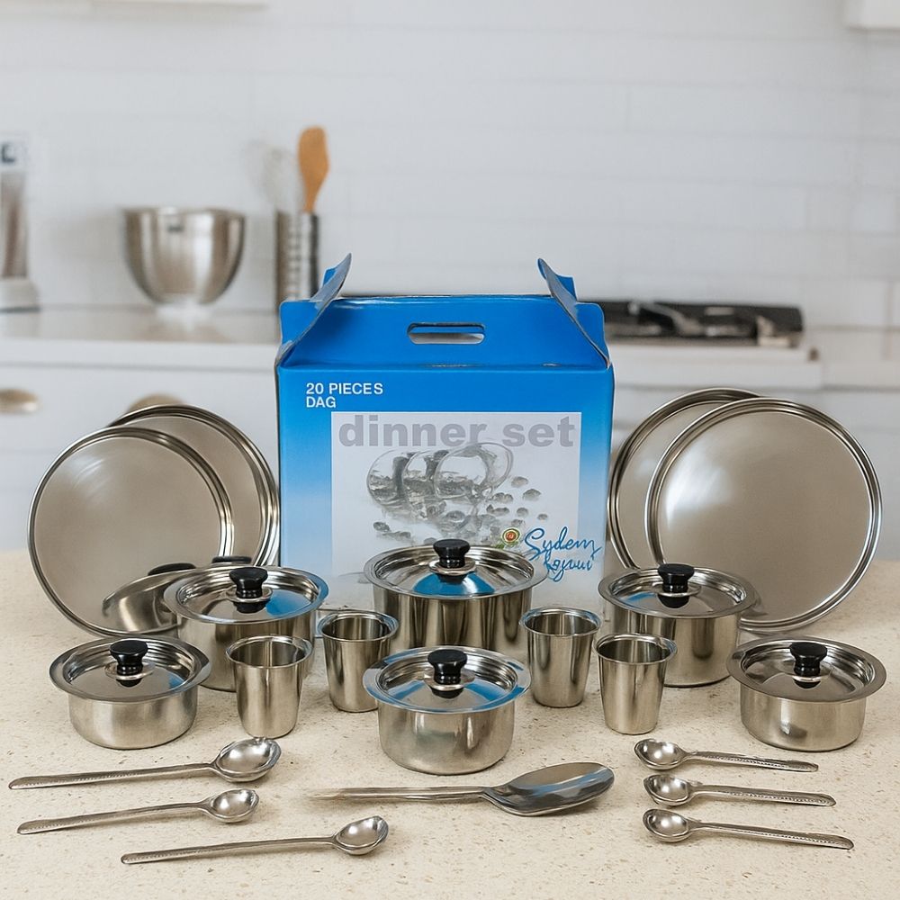 20 Pc Dinner Set (Tope Model), SAIL SALEM, 304 Grade stainless Steel, Dinner Set for 4, Rust and Crack Free, Everlasting