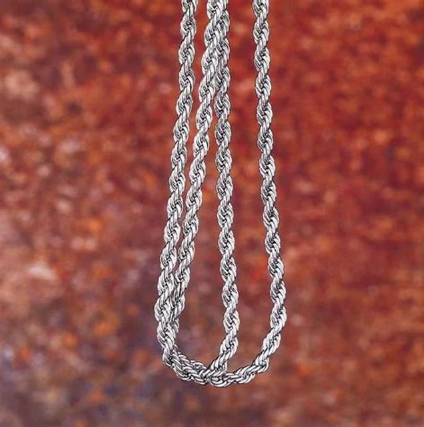 Rope Chains In White Metal 