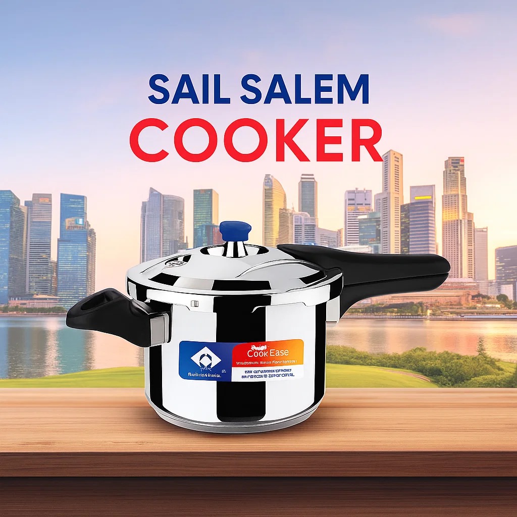 Salem CookEase Stainless Steel Pressure Cooker | AISI 304 Food Grade | 3L Size | Safe, Durable, Healthy Fast Cooking | 10-Year Warranty | Made in India by SAIL Salem Steel