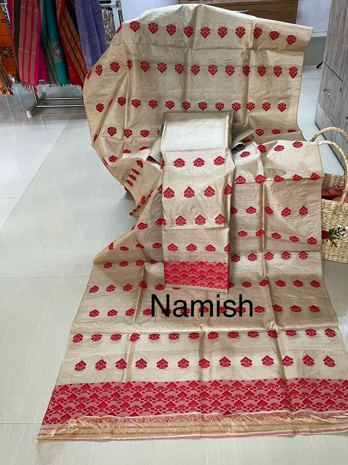 Pure handloom traditional attire n furnishings and assamese traditional jewellery 