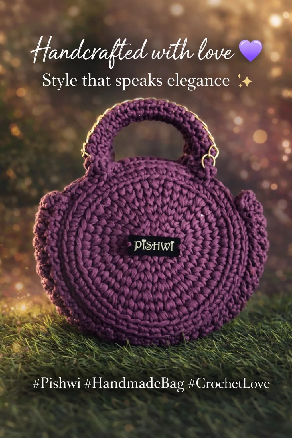 Naina Mini Crochet Handbag In Mulberry Colour