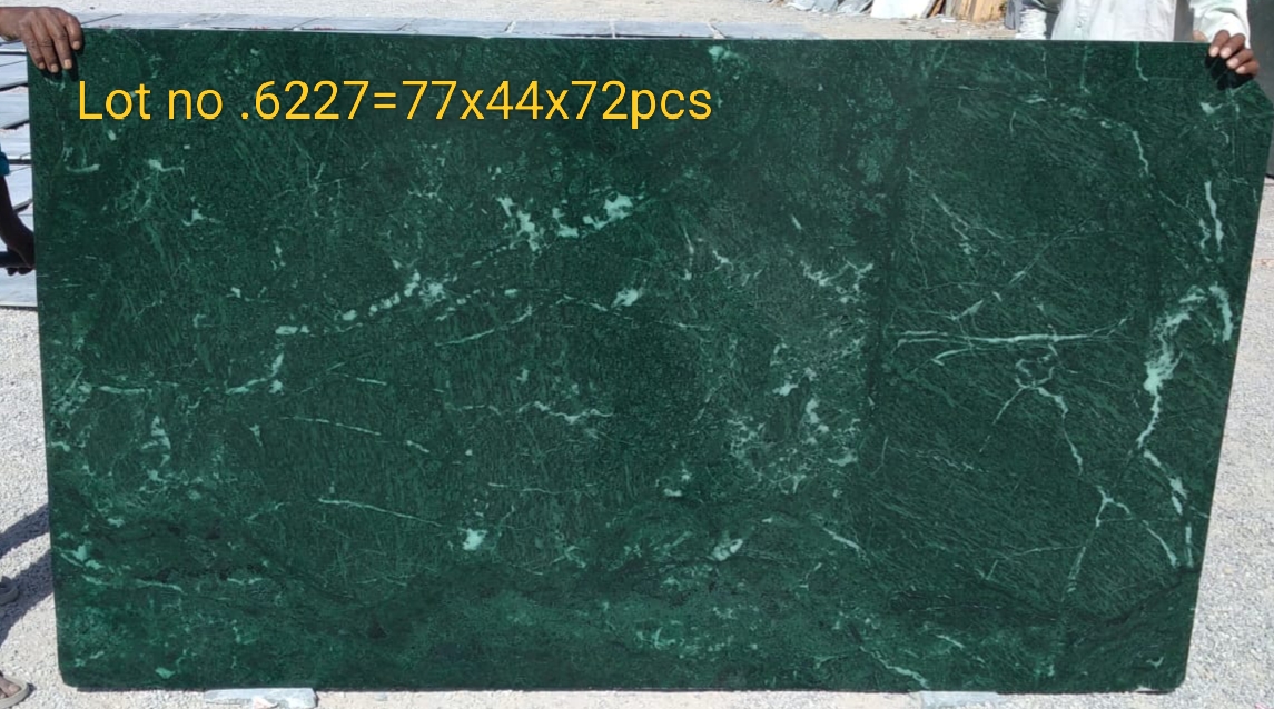 Green marble slabs