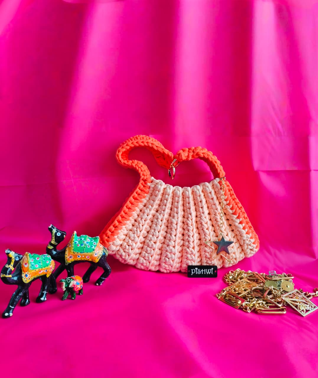Handmade Dual Tone Crochet Purse