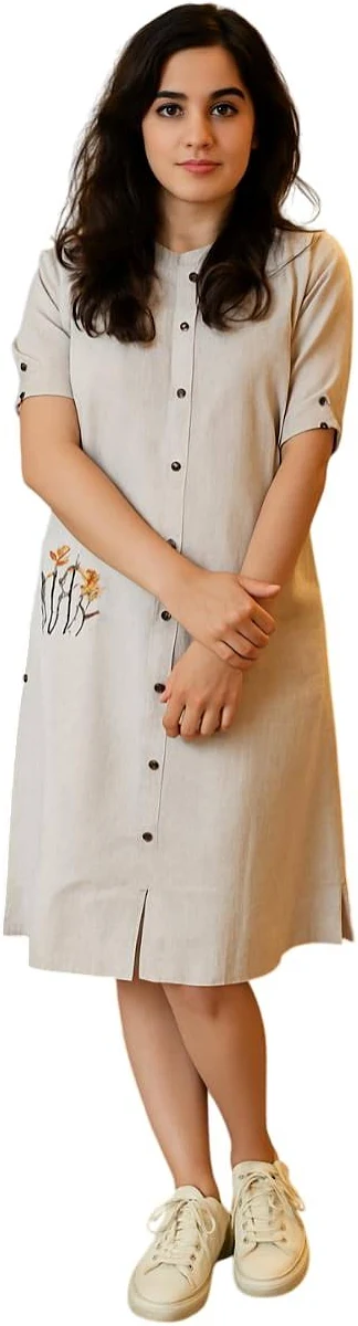 Khadi Cotton Button-Down Midi Dress