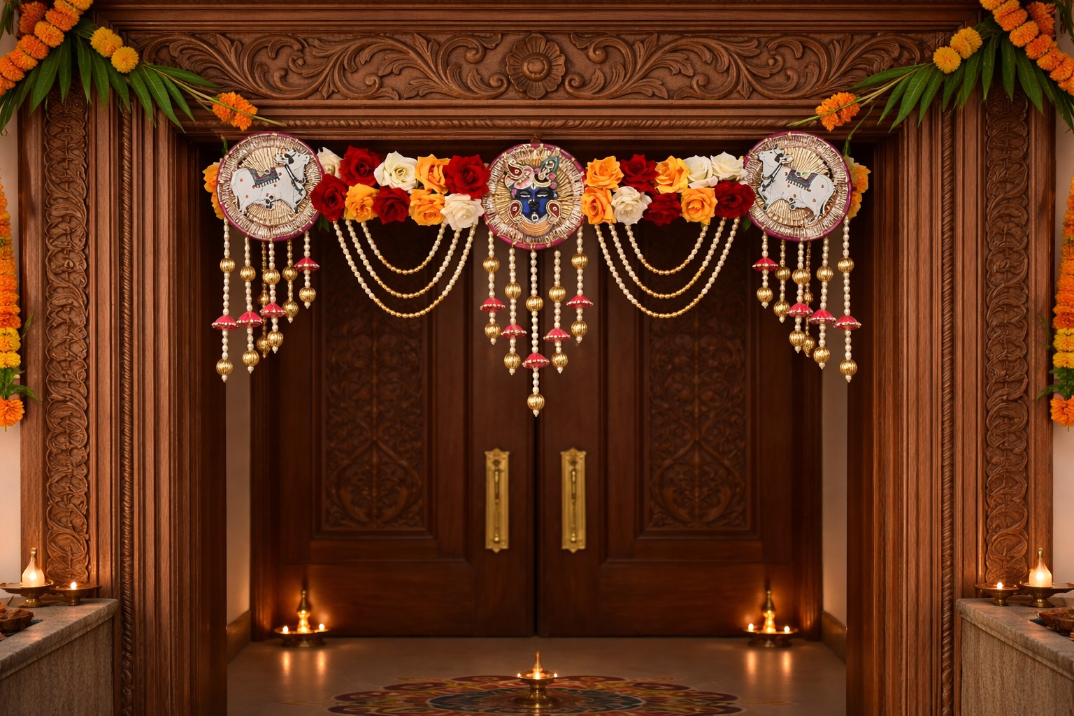Pcrafts Krishna Cow Toran 40 Inch Bandarwal Door Hanging for Festive Decoration Toran
