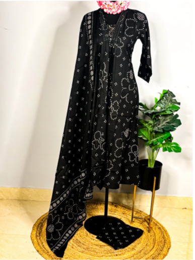 Black pure cotton 3 piece suit set